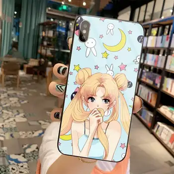 Sailor Moon Kiškių Bling Mielas Telefono dėklas Grūdintas Stiklas iPhone 11 Pro XR XS MAX 8 X 7 6S 6 Plus SE 2020 atveju