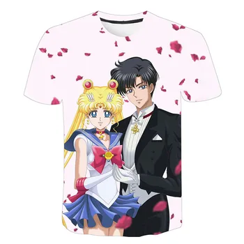 Sailor Moon Marškinėliai Vyrams, Moterims, Vaikams, Chiba Mamoru Streetwear 3D Spausdinimo Anime Mados Hip-Hop Viršūnes Harajuku Kietas Tees