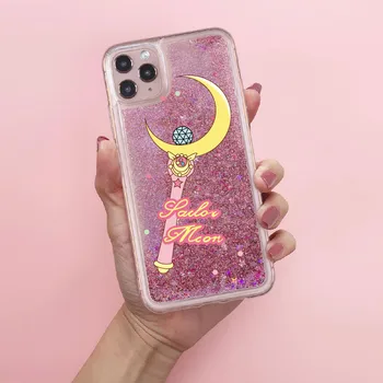 Sailor Moon Stars Magija Sparkle Skysčio Nekilnojamojo Blizgučiai Telefono dėklas Fundas Apima, 