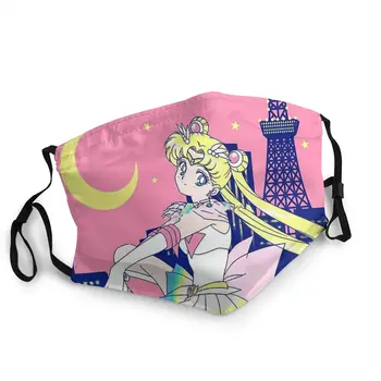 Sailor Moon Usagi Tsukino Antgamtinės Meilės Komiksus Medžiaga Kaukes Super Tokijas Miesto Žiburiai Veido Kaukė, Burnos Padengti Veido Apsaugos