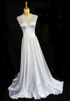 Saint Seiya Prarado Drobės Sasha(Atėnė) Cosplay Kostiumų Balta Suknelė su priedu