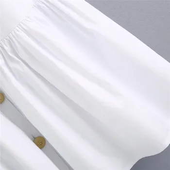 Saldus Balti Tuščiaviduriai Iš Plisuotos Moterų Aprangos Mada Atvartas Apykaklės Sluoksniuotos Rankovėmis Moterų Suknelės Preppy Stilius Vestidos Mujer