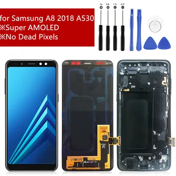 Samsung Galaxy A8 2018 A530F LCD Ekranas Jutiklinis Ekranas skaitmeninis keitiklis Asamblėjos LCD Ekranas Galaxy A8 2018 A530N Remontas, Dalys