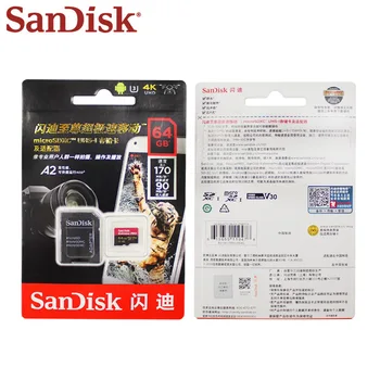 SanDisk Extreme PRO Mikro SD Kortelės Skaityti Greičio 170MB/s 128GB 64GB U3 V30 A2 Atminties Kortelę, SDXC Flash Kortelė TF Kortelę 4K UHD
