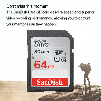 SanDisk Ultra Originalus SD Kortelę 16GB 32GB SDHC 64GB SDXC 128GB Class10 Atminties Kortelės C10 R80MB/s 533X NUPLAUKITE-1 Carte SD vaizdo Kamera