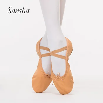 Sansha Suaugusiųjų Baleto Batelius 3 Split-vienintelis Trikampis Ruožas Drobės Arka, Projektavimo Juoda Baleto Šokių Bateliai Mergaitėms, Moterims NE.52C