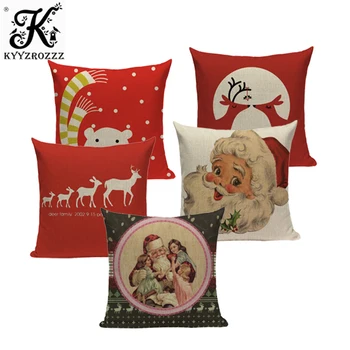 Santa Claus su elnių spausdinti pagalvėlė padengti dekoratyvinių mesti pagalvės apima retro vintage aikštėje kalėdų Eglutė pagalvėlė padengti