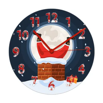 Santa Claus Įstrigo Kaminas Juokinga Sieninis Laikrodis Kalėdų Namų Dekoro Santa Įstrigo Laimingas Simbolių Tylus Judėjimas Laikrodis Sieninis Žiūrėti
