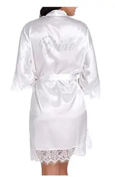 Satino Dirbtiniais Šilko Vestuvių Nuotaka Bridesmaid, Chalatai,Baltos Nuotakos Padažu Suknelė/ Kimono Chalatai,