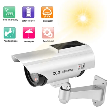 Saulės Energijos Manekeno Kameros Vandeniui CCTV Saugumo Netikrą Kameros Su VAIZDO Lipdukas Mirksi LED Šviesos Nemokamas Pristatymas