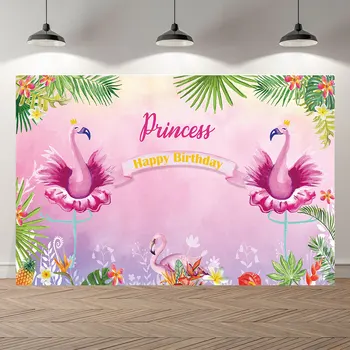 SeekPro Su Gimtadieniu Fotografijos Fone Baby Shower Violetinės Partijos Reklama Flamingo Atogrąžų Vasaros Studija Nuotrauka Bacdrop
