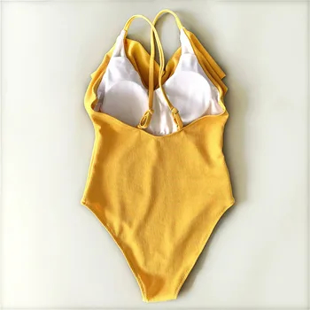 Seksualus 2020 Susiėmę vientisi maudymosi kostiumėlį moterų V-kaklo, maudymosi kostiumėliai, Moterų Briaunoti Maudymosi Kostiumas XXL Plius dydis Monokini plaukti dėvėti bodysuit