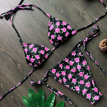 Seksualus Micro Bikini Komplektas 2020 Spausdinti Gėlių Maudymosi Kostiumėlį Moteris Push Up Bikini Moterims, Maudymosi Kostiumėliai, Maudymosi Kostiumą, Brazilijos Plaukimo Kostiumas