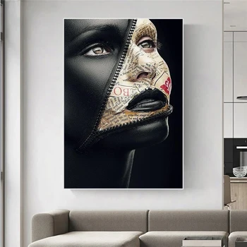 Seksualus modelis, drobė, tapyba ant sienos art newspaper padengti veidą kūrybos plakatas makiažas nuotrauką sienų apdaila