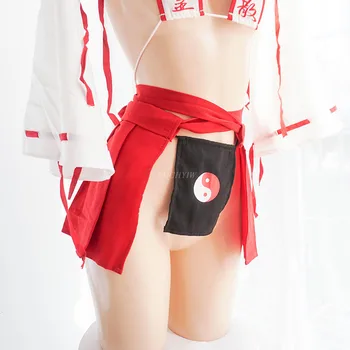 Seksualus Moteriškas Apatinis Trikotažas, Erotinis Rinkinys Retro Kimono Ragana Vienodas Aikštėje Taurės Stebėjimo Mikro Liemenėlė Klostuotas Sijonas Japonų Anime Cosplay Egzorcistas