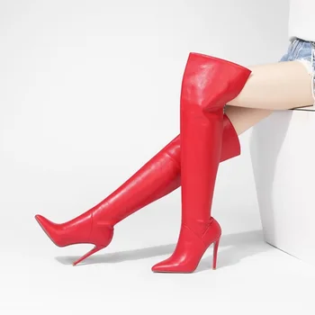 Seksualus pažymėjo tne super plonas aukšti kulniukai vakarų batai mados per kelis aukštus batus moteris mikropluošto raudona rudens-žiemos batai.