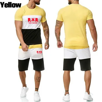 Sekti pavyzdžiu vyrų 2020 vyriški drabužiai, sportinė apranga atitiktų tinkamumo vasaros siūti spausdintus vyriški šortai + T-shirt vyrų kostiumas 2-piece la