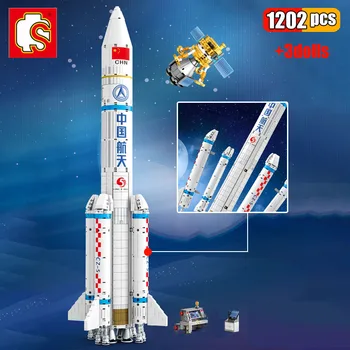 SEMBO 1202Pcs Kinijos įrangos pardavimas, biuro įrangos Kriogeninis Skystis, Sujungimas, Nešančiųjų Raketų Blokai Modelis, aviacijos ir Kosmoso, Švietimo Žaislai Vaikams