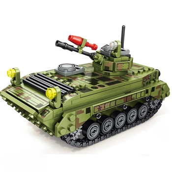 SEMBO 324pcs Karinis Tankas pagrindinis mūšis Serijos Ginklas ww2 Blokai Bako Armija Miestas Apšviesti Plytų Žaislai Vaikams Berniukas