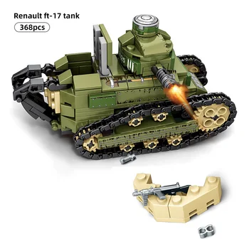 SEMBO Blokuoti 368PCS WW2 Renault FT17 Panzer Tiger Tank Karinės Statybos Armijos Kareivis Ginklas pav Plytų Žaislai Vaikams Berniukams