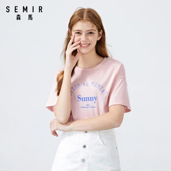 SEMIR Moterų trumparankoviai marškinėliai 2020 metų vasaros naują prarasti mados saldus mergina spausdinimo raundo kaklo viršų T-shirt