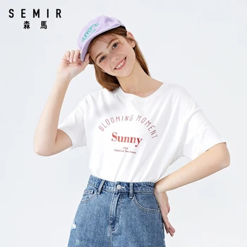 SEMIR Moterų trumparankoviai marškinėliai 2020 metų vasaros naują prarasti mados saldus mergina spausdinimo raundo kaklo viršų T-shirt