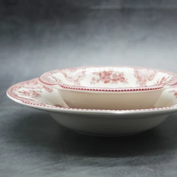 Senas Britanijos Pilių Rožinė Vakarienė Nustatyti Europos Stiliaus Vakarienė Keramikos Dirbinių Pusryčiai Plokštė, Jautienos Patiekalai, Desertas Patiekalas, Sriuba Bowl