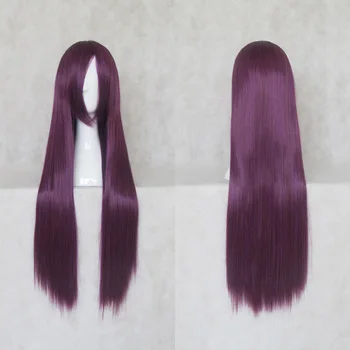 Senjougahara Hitagi Fujibayashi Kyou Saeko Busujima Cosplay Perukai Aukštos temperatūros Pluošto Violetinės Ilgi Tiesūs Plaukai +nemokamas perukas bžūp