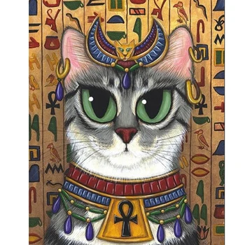 Senovės Egipto Dievo Katė,kvadratiniu/Apvalus Gręžimo 5D 