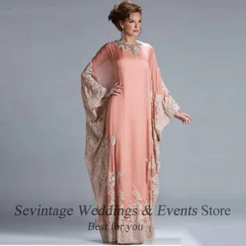 Sevintage Arabų Kaftan Vakaro Suknelės Elegants Nėrinių Appliques Dubajus Šalies Šifono Suknelė Ilgomis Rankovėmis Prom Chalatai, Plius Dydis