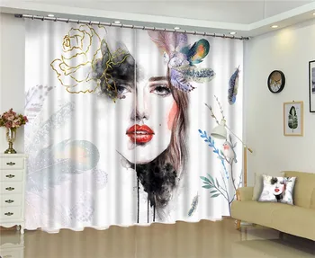 Sexy lady Langą Blackout 3D Užuolaidos nustatyti Lova gyvenamojo kambario, Biuro, Viešbučio, Namų Sienos Dekoratyvinių Užuolaidų gobelenas