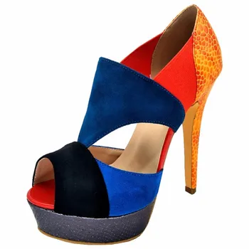 Shofoo batai.Gražių madingų moterų batai, įvairių spalvų odos deriniu, stiletto basutės, moteriški bateliai.DYDIS:34-45