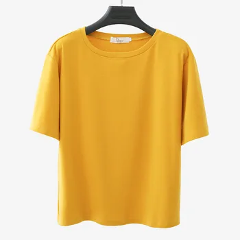 Shuchan Atsitiktinis Tees Laisvi marškinėliai Moterims Naujos Mados T Shirts Moteris Pavasario Vasaros Viršų trumpomis Rankovėmis Moterims Drabužių Baltas Juodas