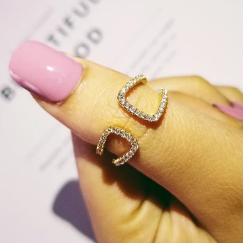 Sidabro/aukso spalvos juoda cirkonio bague anel žada mados reguliuojamas atidaryti žiedai moterims piršto didmeninės juvelyrikos R4674