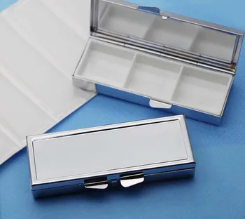 Sidabro spalvos Metalo Tablečių Dėžutė Su Epoksidine Lipdukas-Tuščia Kamera Tabletes Langelis Konteinerio Teismo Tvarka PYC03S