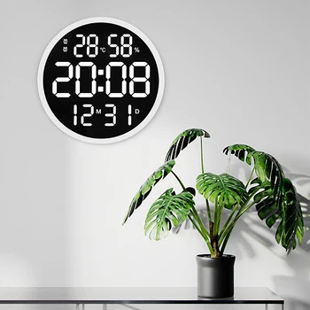 Sieninis Laikrodis LED Veidrodis Daugiafunkcinis Šviesos Žadintuvas Su Temperatūros Ekranas Žiedo Formos Namų Puošybai Laikrodis Dovana