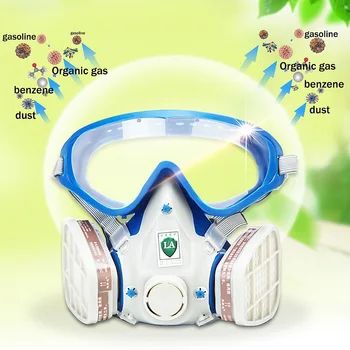 Silikono Visą Veidą Cheminių Respiratorius Dujų Veido Kaukė, Apsauginiai Akiniai Išsamią Padengti Dažų, Pesticidų Dulkėms Apsauginis Respiratorius