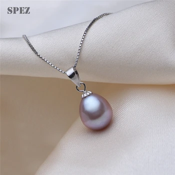 Silver pearl karoliai pakabukas moterų nekilnojamojo 925 aukštos kokybės sterlingas sidabro papuošalai natūralių gėlavandenių perlų 8-9mm SPEZ