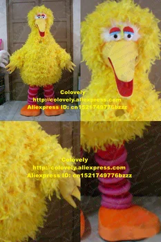 Simpatiškas Geltona Didelis Paukštis Talismanas Kostiumas Mascotte Sesame Street Pliušinis Ilgo Kailio, Su Dideliu Išsipūtęs Kūnas Suaugusiųjų Dydis Nr. 534 Nemokama Laivas