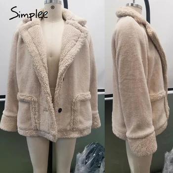 Simplee Streetwear odos kailiniai paltai moterų Trumpas furry netikrą kailio viršutiniai drabužiai kailis 2020 m. Rudens, žiemos, Derliaus, purus kailis kailis 2020 m.