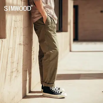 SIMWOOD 2020 m. Rudenį Naujų Prarasti Smailas Kelnės Vyrams Vintage Drabužių Plauti Atsitiktinis Kulkšnies Ilgis Retro Plus Size Hip-Hop Kelnės