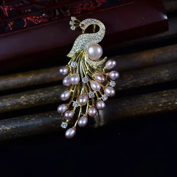 SINZRY goegous natūralių gėlavandenių perlų cirkonis phoenix kūrybos šviečia sagė pin lady papuošalai aksesuaras