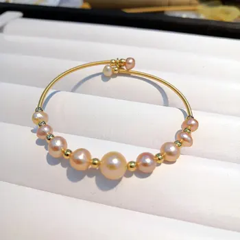 SINZRY NAUJAS rankų darbo aukso spalvos natūralių gėlavandenių perlų madinga manžetai bangles moterims