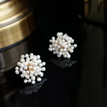 SINZRY originalus rankų darbo natūralių gėlavandenių perlų snaigės dizaino elegantiškas stud auskarai moterims