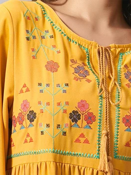 Siskakia Mados Sluoksnių Gofruotasis Sūpynės Gėlių Siuvinėjimas Ilga Suknelė Elegantiškas Arabijos Musulmonų Omanas Ilgomis Rankovėmis Suknelės Rudenį 2020 M.