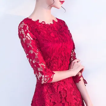 Siuvinėjimo Raudona Kinų Suknelė Qipao Seksualus Cheongsam Suknelės Atsitiktinis Moterų Nėriniai Tradicinių Vakare Gown Vestido Rytietiškų Vestuvių