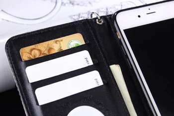 Siūlėmis odinis iPhone 7 8 plius mobili piniginės, Camellia dizaino 