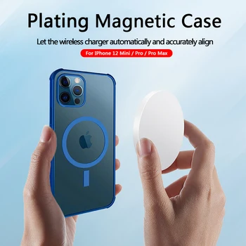 Skaidri Danga Magnetinio Atveju iphone 12 Pro Max Mini Magsafing Magnetas Galinį Dangtelį iphone 12 12pro 5.4 6.1 6.7 Atveju