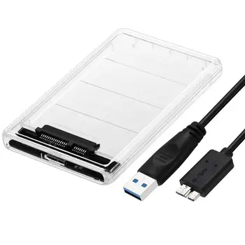 Skaidri Kieto Disko Gaubto Langelį Portable 2.5 colių HDD SSD Mobiliojo Atveju Caddy SATA į USB 3.0 5Gbps Paramos 2TB