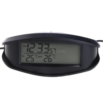 Skaitmeninis Automobilinis Termometras Šviesos LED Stalo Laikrodis vidaus/lauko Termometrai Voltmeter Laiko AlarmBlue Oranžinis Apšvietimas EC98